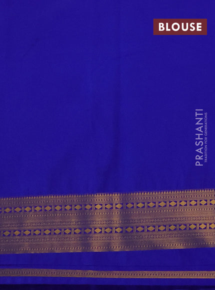 Semi kanchipuram silk saree royal blue with allover zari weaves & buttas and rettapet zari woven border
