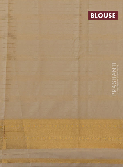 Semi kanchipuram silk saree cream with allover zari weaves & buttas and zari woven border