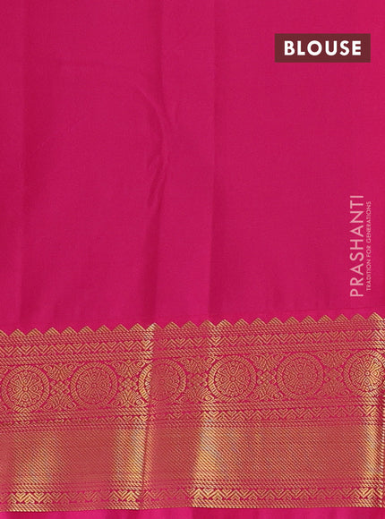 Semi kanchipuram silk saree pastel pink and pink with allover zari stripes & buttas and zari woven korvai border