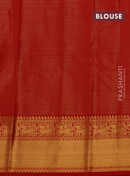 Semi kanchipuram silk saree violet and red with allover small zari checks & buttas and zari woven border
