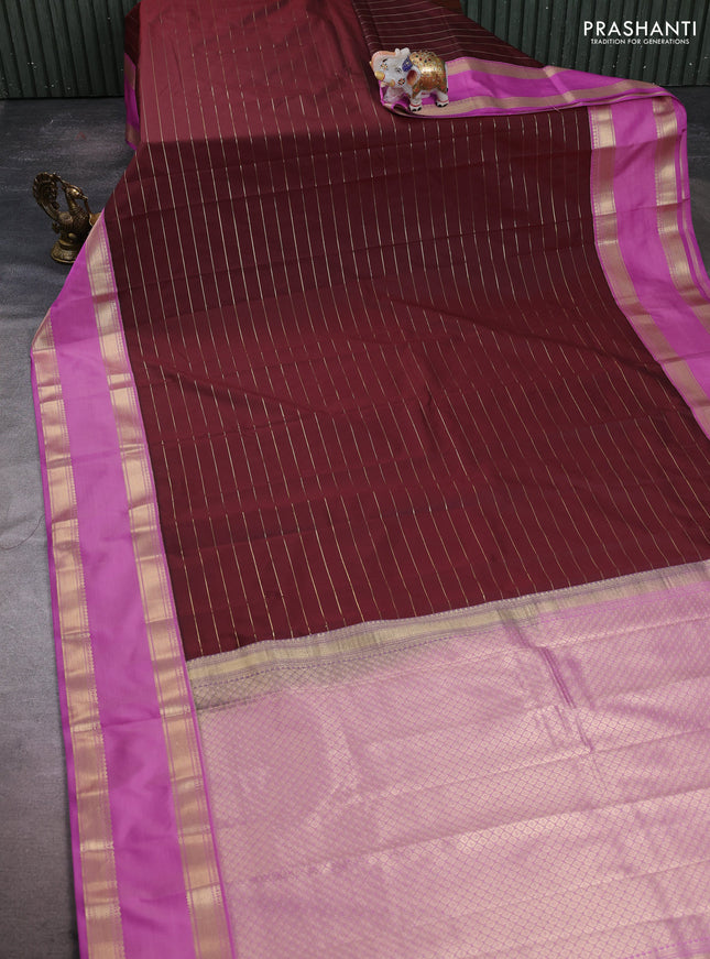 Semi kanchipuram silk saree deep maroon and lotus pink with allover zari weaves and rettapet zari woven korvai border