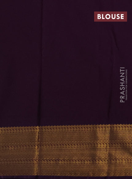 Semi kanchipuram silk saree dark magenta pink and purple with zari woven buttas and zari woven korvai border