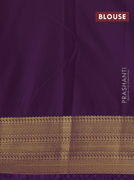 Semi kanchipuram silk saree pink and purple with zari woven buttas and zari woven korvai border