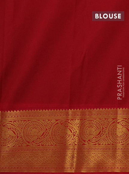 Semi kanchipuram silk saree purple and pink with allover zari weaves & buttas and temple design zari woven border