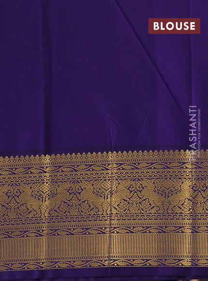 Semi kanchipuram silk saree fluorescent green and navy blue with zari woven buttas and zari woven border