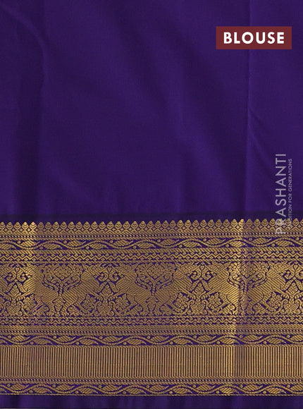 Semi kanchipuram silk saree dark pink and deep violet with zari woven buttas and zari woven border