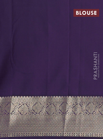 Semi kanchipuram silk saree rust shade and deep purple with zari woven buttas and zari woven border