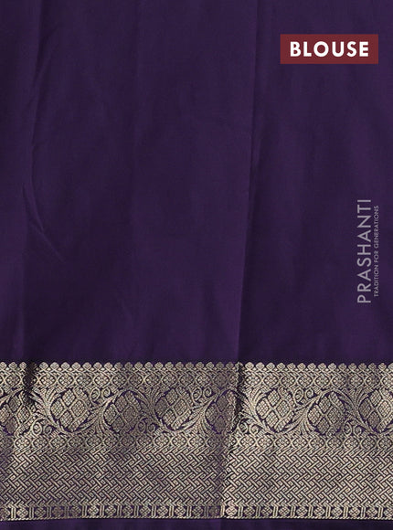 Semi kanchipuram silk saree cs blue and deep purple with zari woven buttas and zari woven border