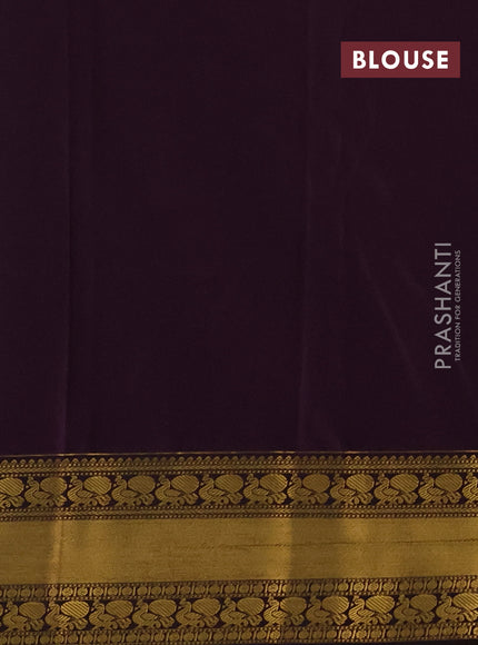 Semi kanchipuram silk saree mild teal green and deep purple with allover zari checks & buttas and rich rettapet zari woven korvai border