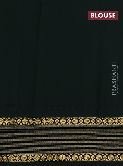 Semi kanchipuram silk saree pink and green with zari woven buttas and temple design zari woven border