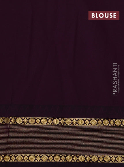 Semi kanchipuram silk saree peach pink and deep purple with zari woven buttas and temple design zari woven border