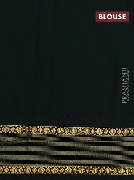 Semi kanchipuram silk saree pinkish red and bottle green with zari woven buttas and temple design zari woven border