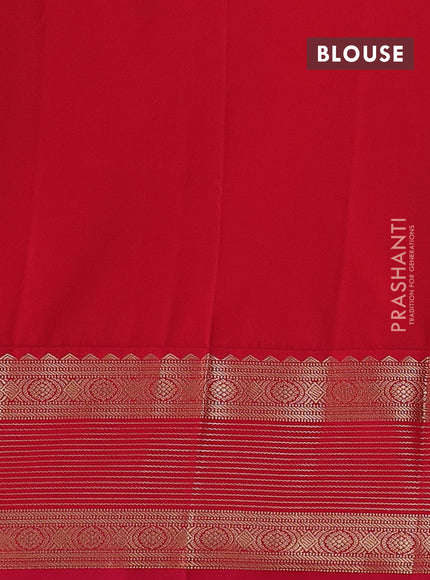 Semi kanchipuram silk saree mild teal green and pink with zari woven buttas and temple desgin zari woven korvai border
