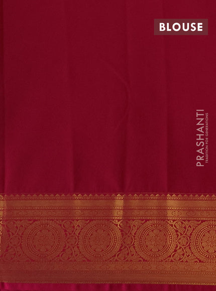 Semi kanchipuram silk saree lime green and pink with allover zari checks & buttas and zari woven korvai border