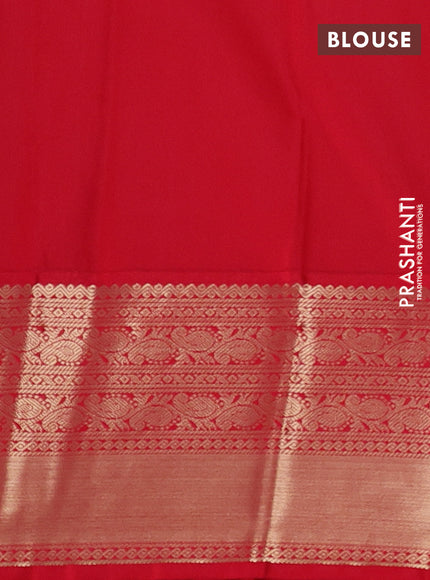 Semi kanchipuram silk saree dark navy blue and red with allover zari woven 1000 buttas and long rich zari woven korvai border