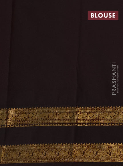 Semi kanchipuram silk saree red and coffee brown with zari woven buttas and rettapet zari woven korvai border