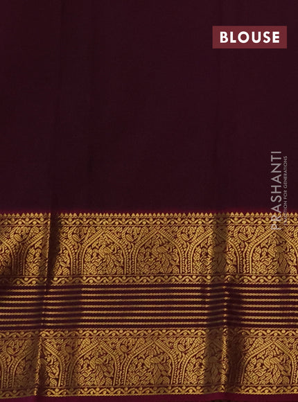 Semi kanchipuram silk saree lavender and dark magenta pink with allover zari checks & buttas and long zari woven korvai border