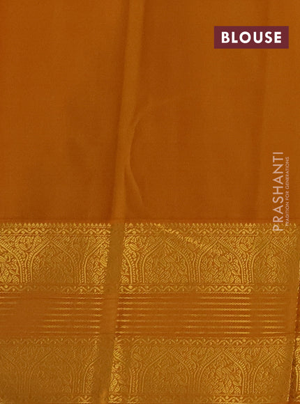 Semi kanchipuram silk saree deep maroon and mustard yellow with allover small zari checks & buttas and long zari woven border