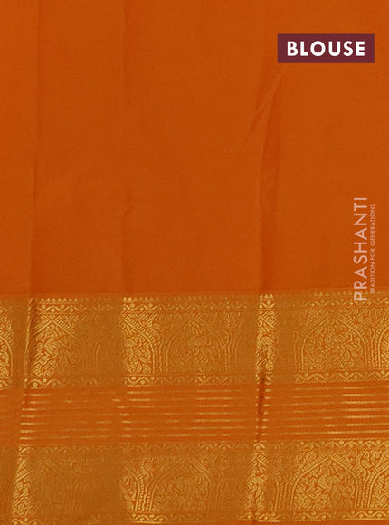 Semi kanchipuram silk saree deep wine shade and mustard yellow with allover small zari checks & buttas and zari woven border
