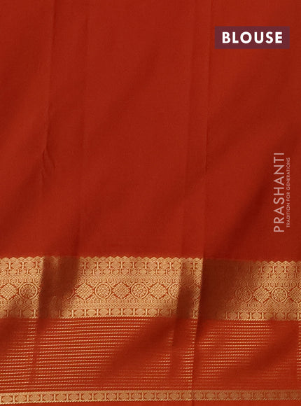 Semi kanchipuram silk saree purple and rust shade with zari woven buttas and zari woven korvai border