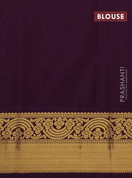 Semi kanchipuram silk saree red and purple with allover zari woven buttas and rich zari woven border