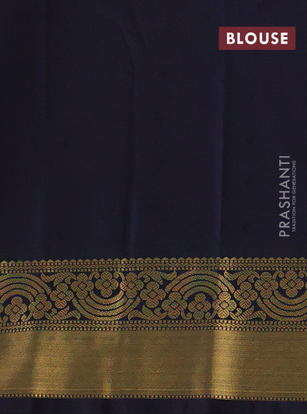 Semi kanchipuram silk saree dark pink and deep navy blue with allover zari woven buttas and rich zari woven border