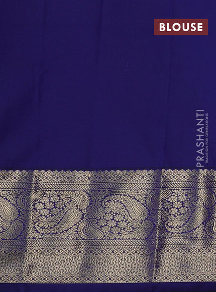 Semi kanchipuram silk saree light blue and navy blue with allover small zari checks & buttas and long zari woven border