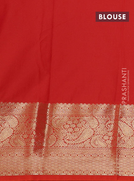 Semi kanchipuram silk saree coffee brown and rust shade with allover zari checks & buttas and long zari woven border