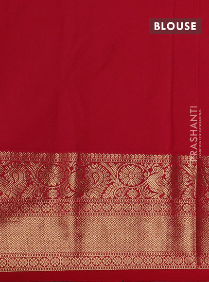 Semi kanchipuram silk saree deep jamun and red with allover zari checks & buttas and long zari woven border