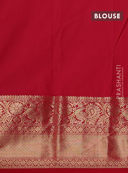Semi kanchipuram silk saree purple and red with allover zari checks & buttas and long zari woven border