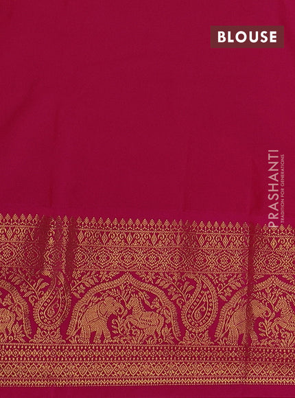 Semi kanchipuram silk saree cream and pink with zari woven buttas and long zari woven border