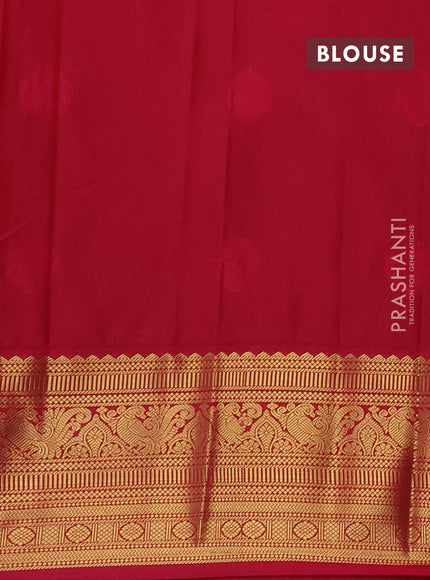 Semi kanchipuram silk saree blue and pink with zari woven buttas and zari wovne korvai border