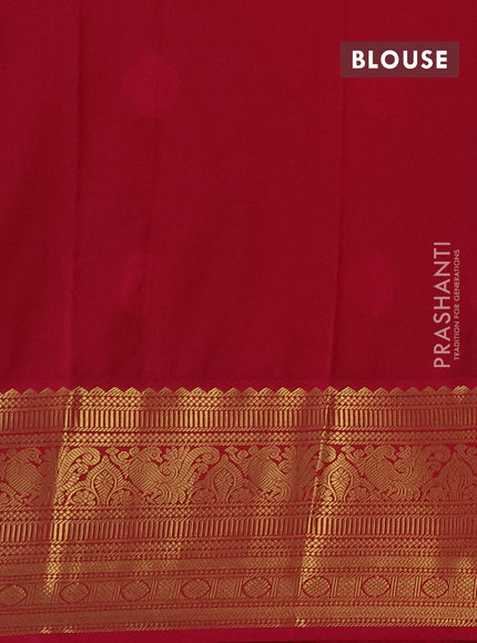 Semi kanchipuram silk saree green and pink with zari woven buttas and zari wovne korvai border