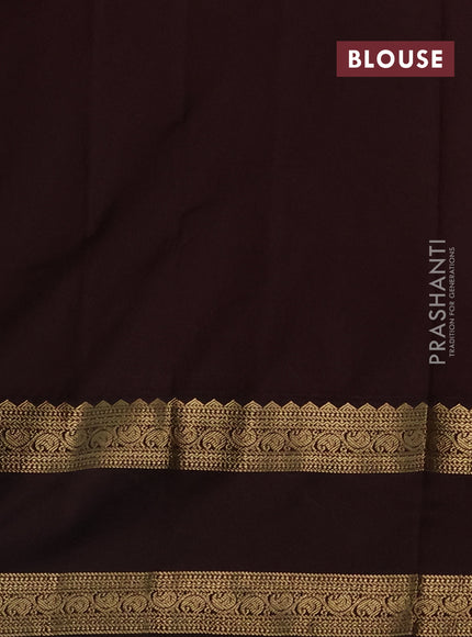 Semi kanchipuram silk saree beige and coffee brown with allover zari weaves & buttas and rettapet zari woven korvai border