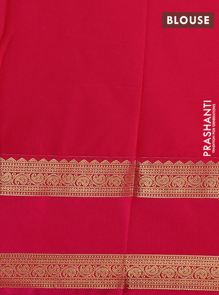 Semi kanchipuram silk saree off white and pink with allover zari weaves & buttas and rettapet zari woven korvai border