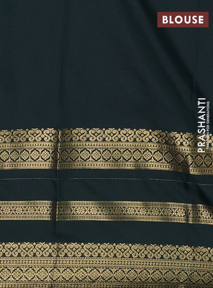 Semi kanchipuram silk saree pink and bottle green with allover zari woven buttas and long zari woven korvai border