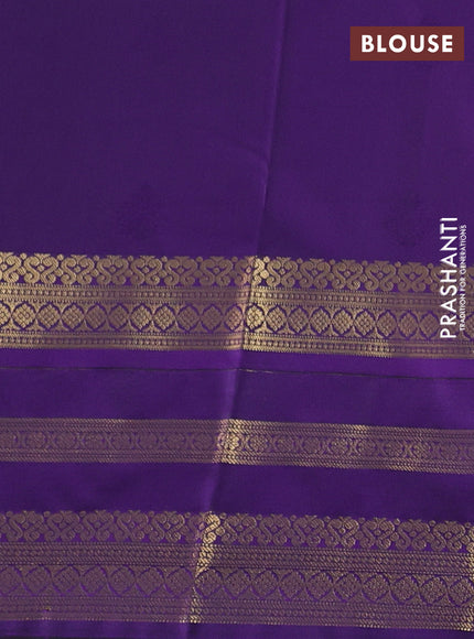 Semi kanchipuram silk saree pink and purple with allover zari woven buttas and long zari woven korvai border