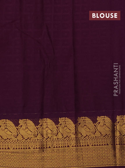 Semi kanchipuram silk saree pink shade and purple with allover checks & zari buttas and zari woven korvai border