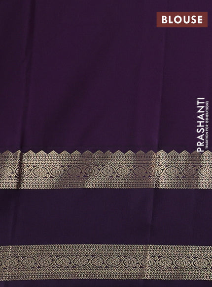 Semi kanchipuram silk saree red shade and deep purple with allover zari weaves & buttas and long rettapet zari woven border
