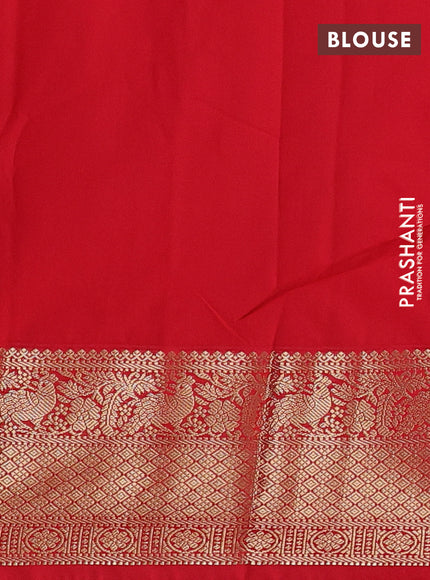 Semi kanchipuram silk saree dark grey and red with allover small zari checks & buttas and zari woven korvai border