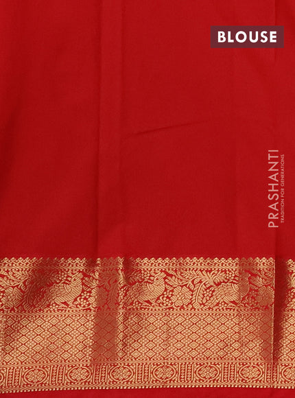 Semi kanchipuram silk saree purple and red with allover small zari checks & buttas and zari woven korvai border