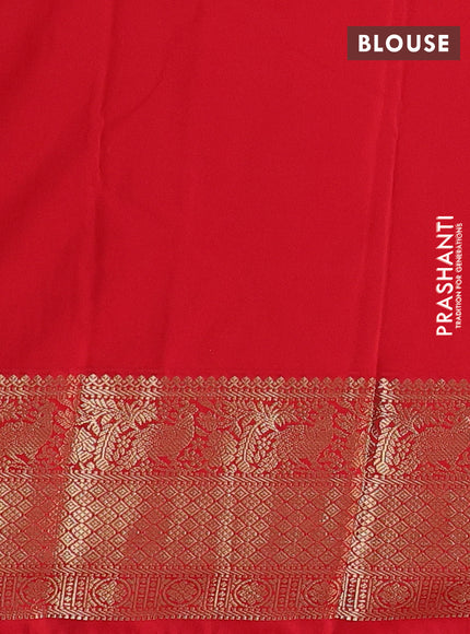 Semi kanchipuram silk saree navy blue and red with allover zari checks & buttas and zari woven korvai border