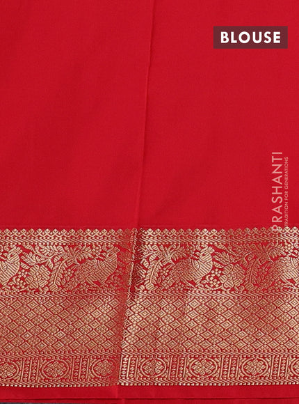 Semi kanchipuram silk saree coffee brown and red with allover zari checks & buttas and zari woven korvai border