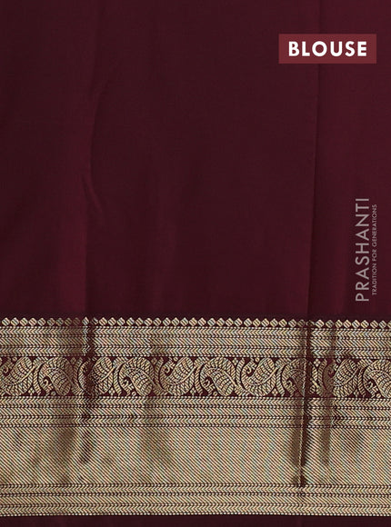 Semi kanchipuram silk saree pastel pink and deep maroon with allover zari checks & buttas and zari woven border
