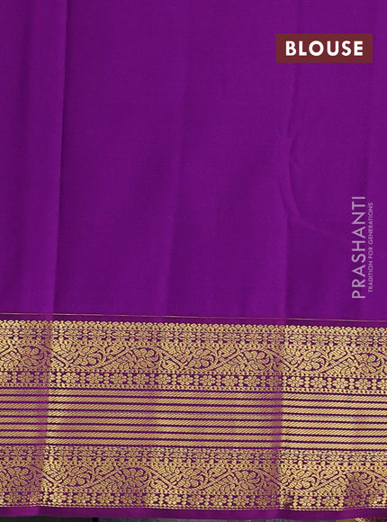 Semi kanchipuram silk saree teal green and purple with allover small checks & buttas and zari woven korvai border