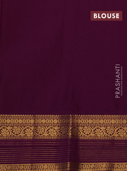 Semi kanchipuram silk saree peach orange and purple with zari woven buttas and zari woven korvai border