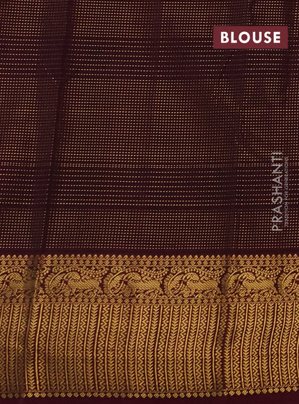 Semi kanchipuram silk saree beige and dark magenta pink with allover zari weaves & buttas and zari woven korvai border