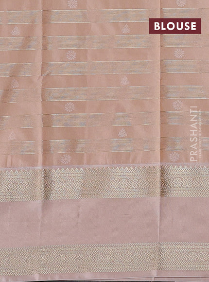 Semi kanchipuram silk saree deep wine and beige with allover zari weaves & buttas and rettapet zari woven border