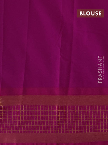 Semi kanchipuram silk saree teal blue and pink with zari woven buttas and zari woven border