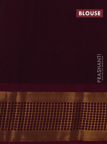 Semi kanchipuram silk saree teal green and magenta pink with zari woven buttas and zari woven korvai border